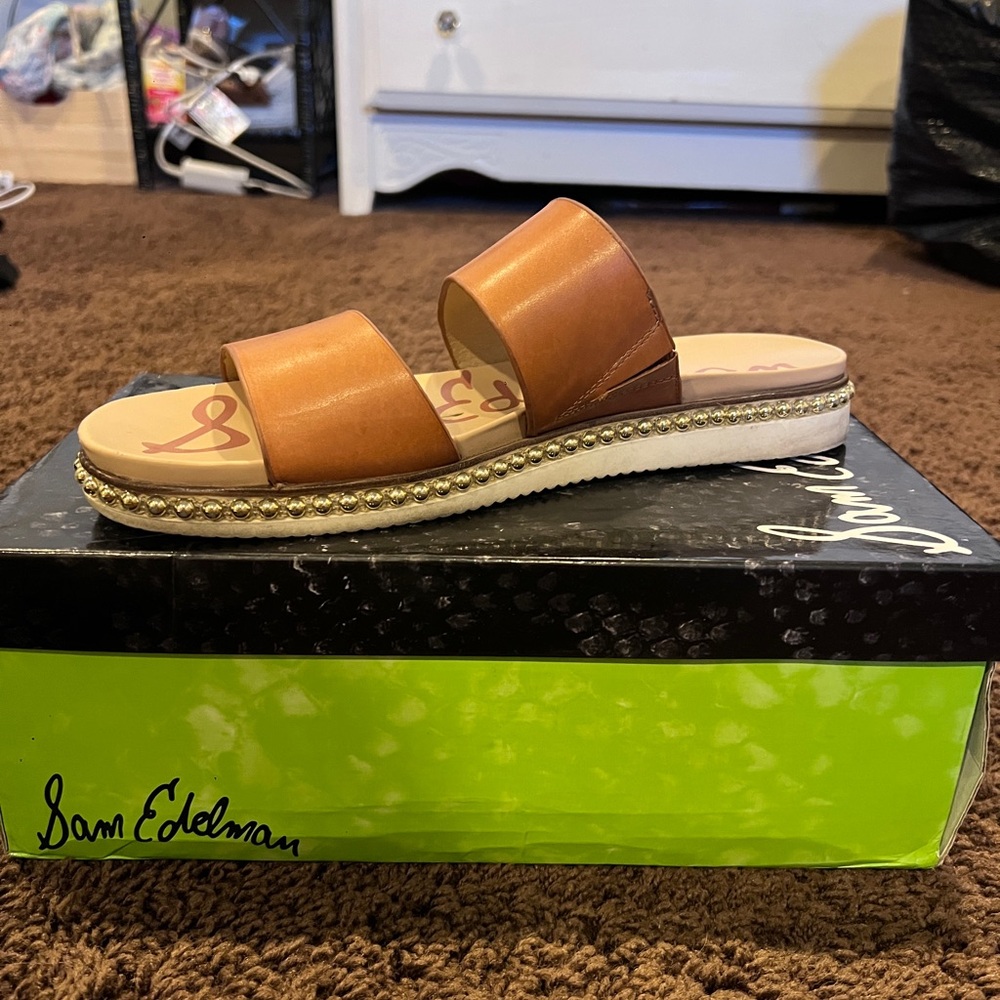 Sam Edelman Tan Platform Slides